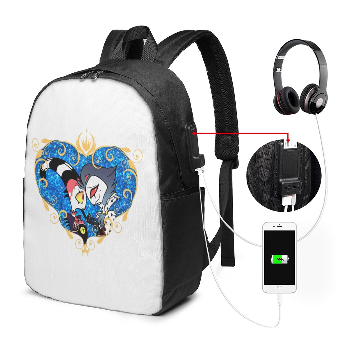 Backpacks - Helluva Boss Stolas And Blitzo Heart