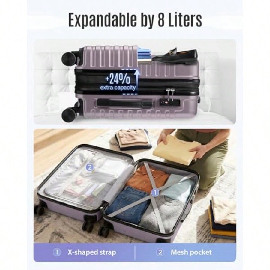 Expandable Carry On Lage 22x14 - Spinner Wheel Rolling Suitcase 20 Inch ulasan dan harga