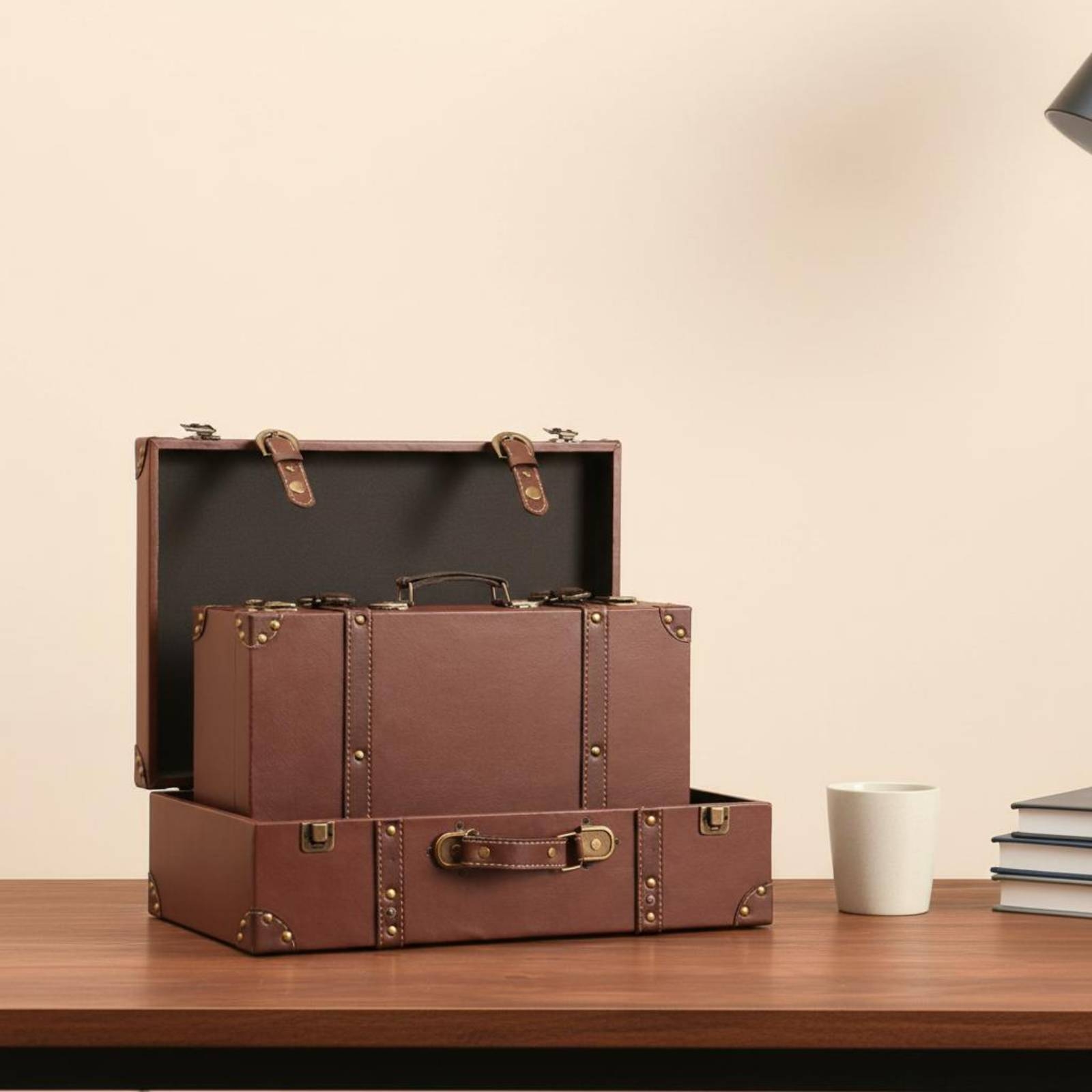 Vintage Suitcase Trunk Leather - Retro Vintage Trunk Suitcase ulasan dan harga