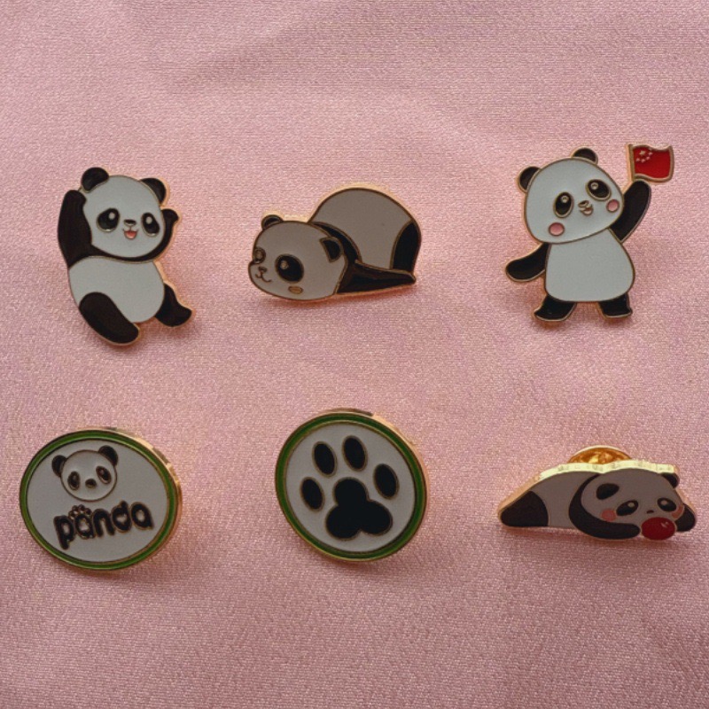 6pcs Cartoon China Panda Badge - Backpacks ulasan dan harga