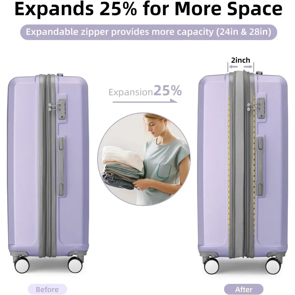 6-Piece Lavender Expandable Ha - Expandable Hard Shell Luggage Set ulasan dan harga