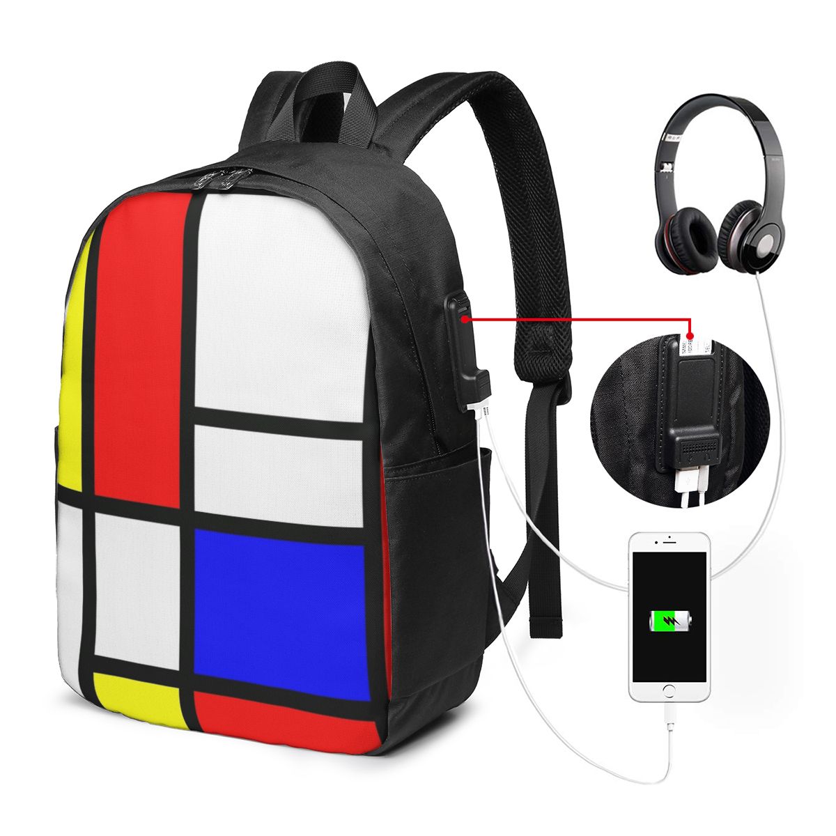 Piet Mondrian Composition  Bac - Travel Bags ulasan dan harga