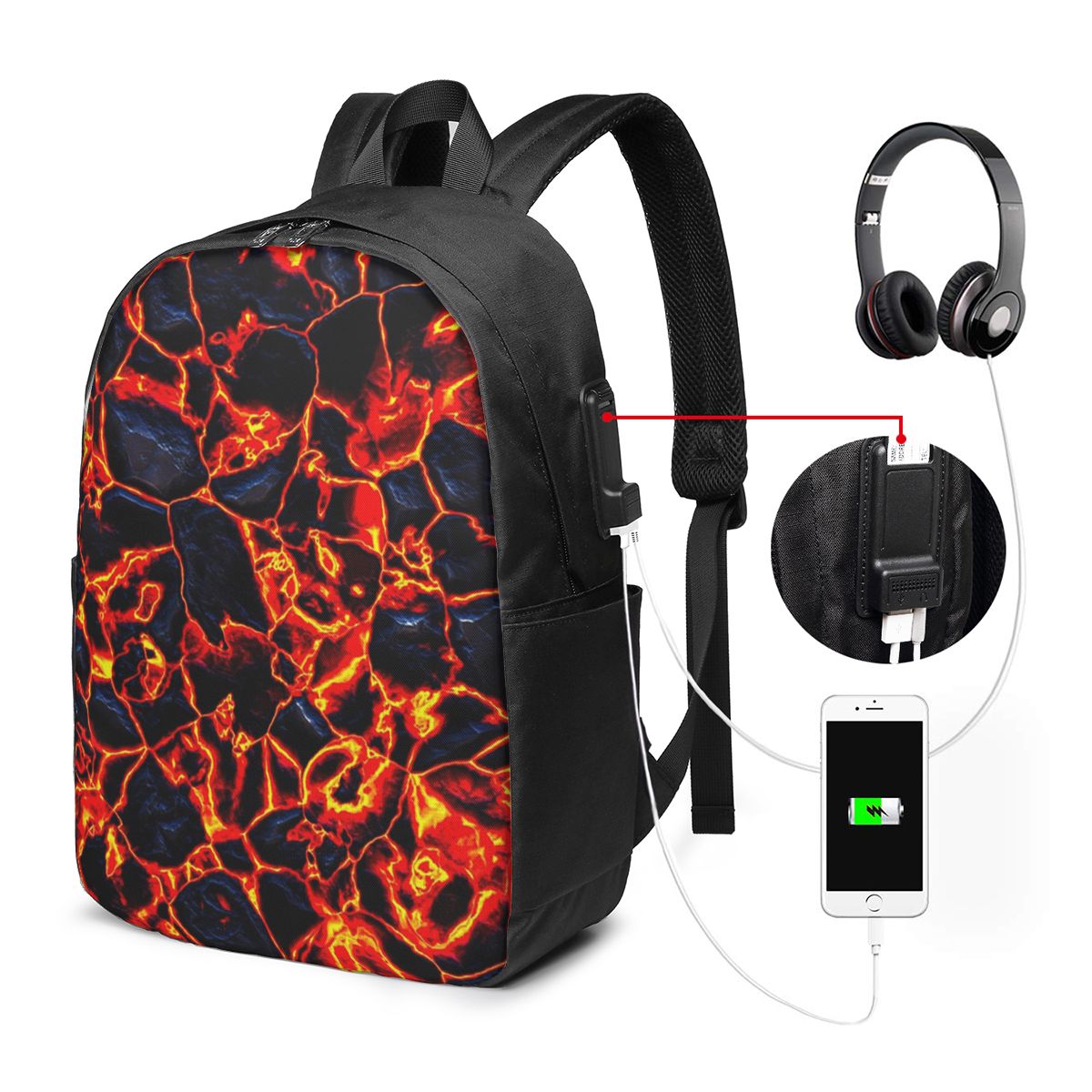 Magma Volcano Lava Fire Backpa - Travel Bags ulasan dan harga