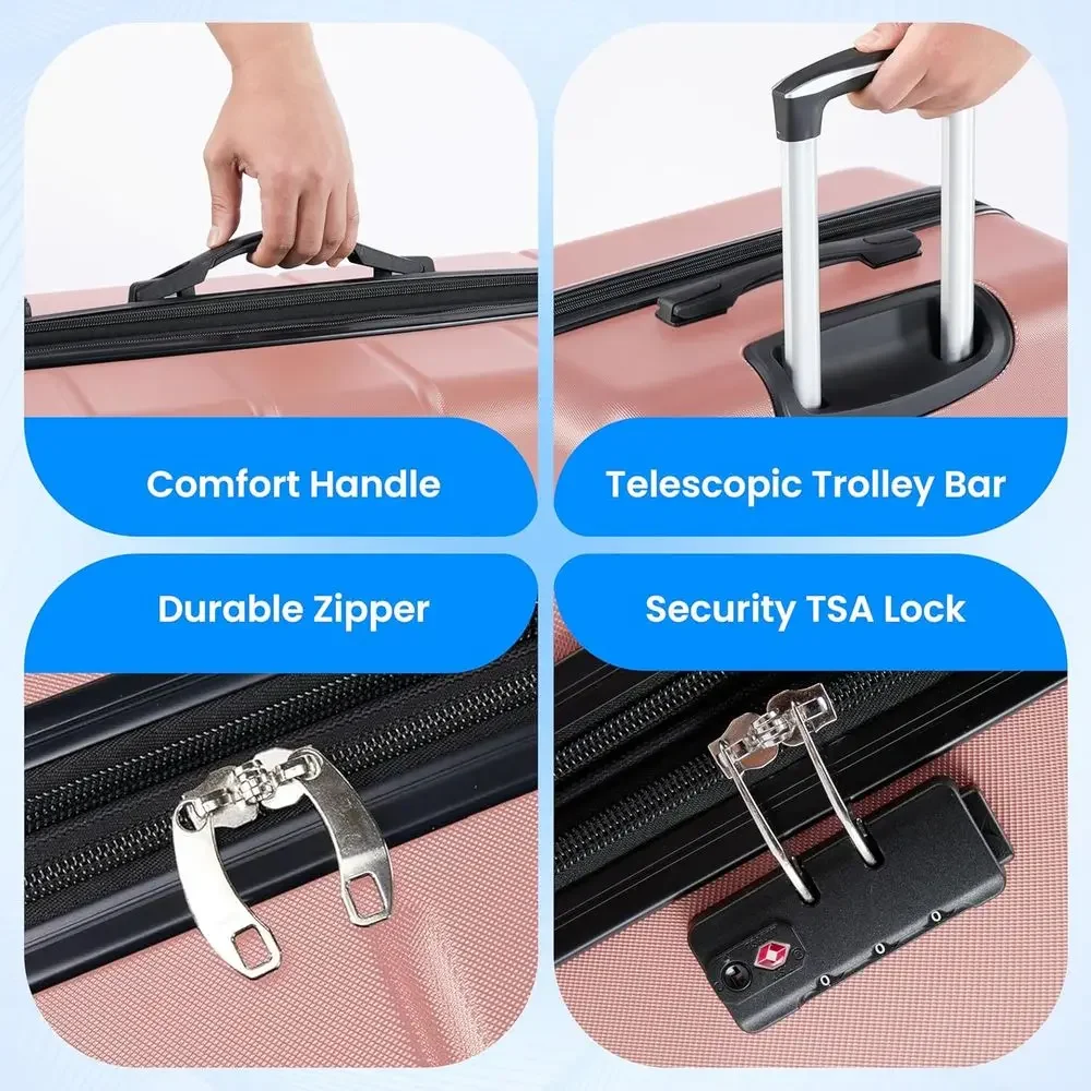 3-Piece Large Suitcase Set wit - Expandable Hard Shell Luggage Set ulasan dan harga