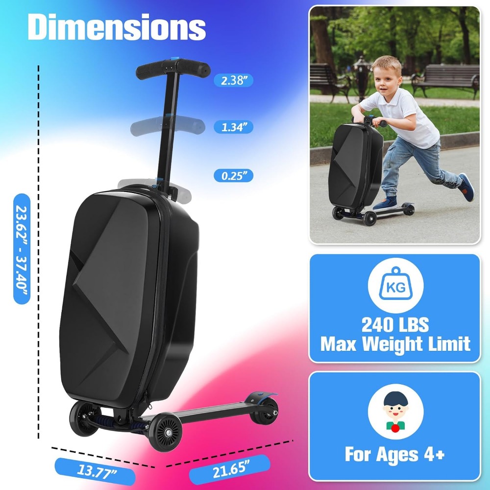 Scooter Luggage for Kids: Ligh - Kids Ride On Suitcase Scooter ulasan dan harga