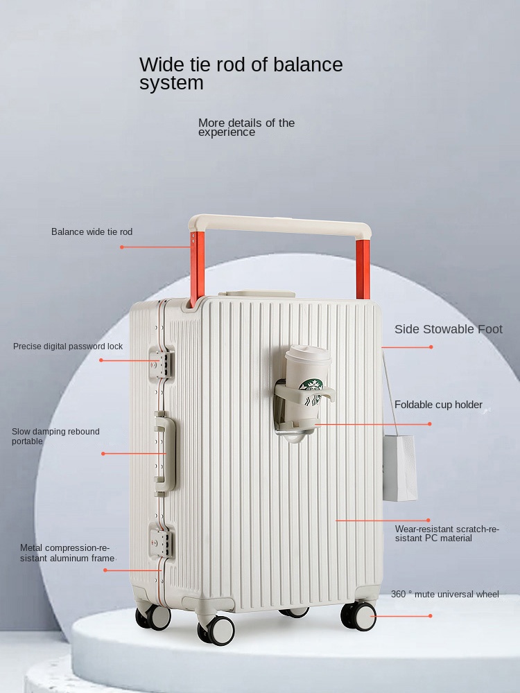 New Wide Handle Suitcase on Wh - Aluminum Frame Carry On Luggage ulasan dan harga