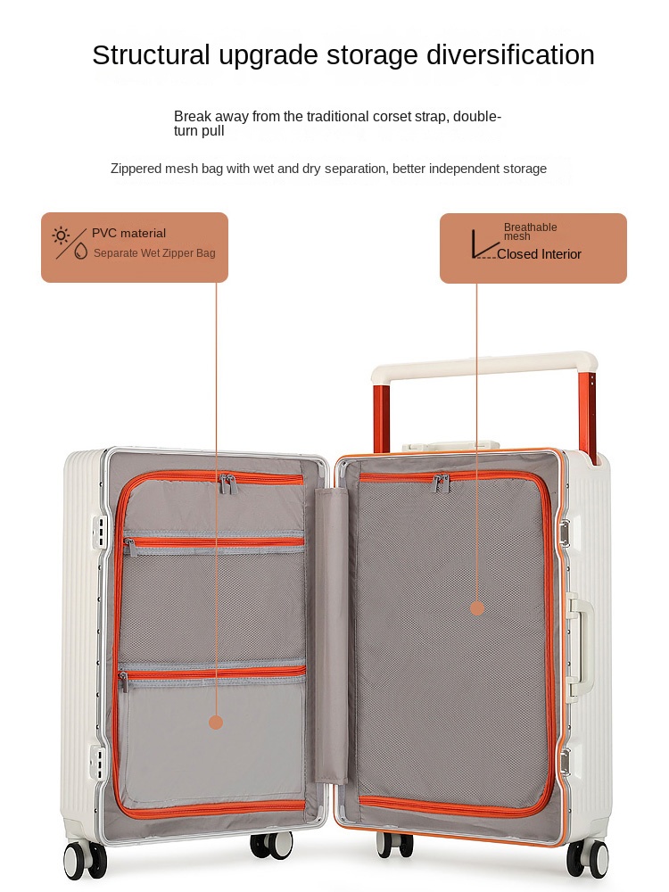 New Wide Handle Suitcase on Wh - Aluminum Frame Carry On Luggage ulasan dan harga