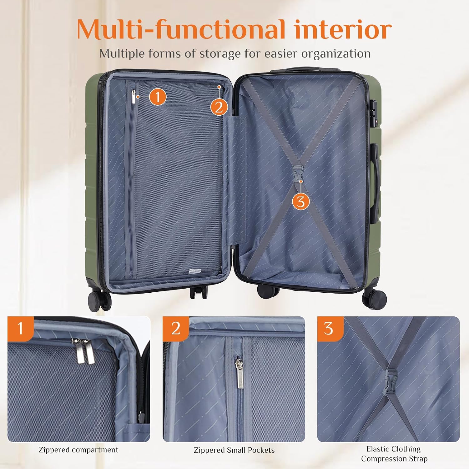 28 Inch Carry on Luggage, Hard - Expandable Hard Shell Luggage Set ulasan dan harga