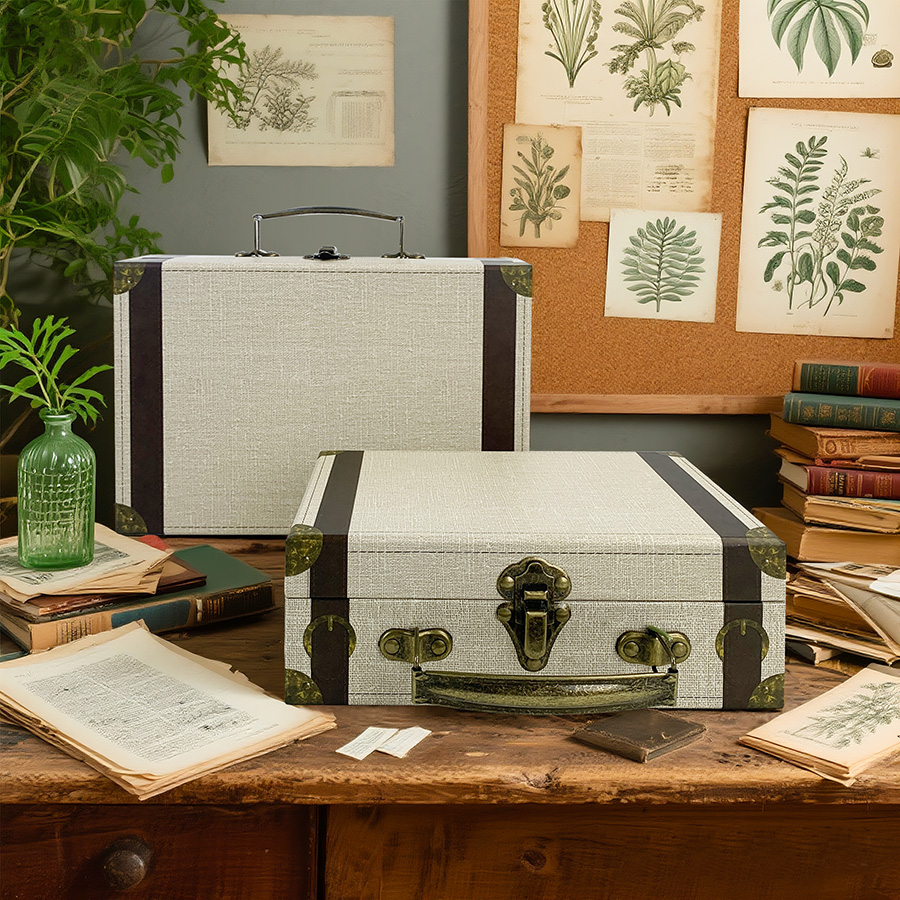 2pcs Vintage Suitcase Style St - Retro Vintage Trunk Suitcase ulasan dan harga