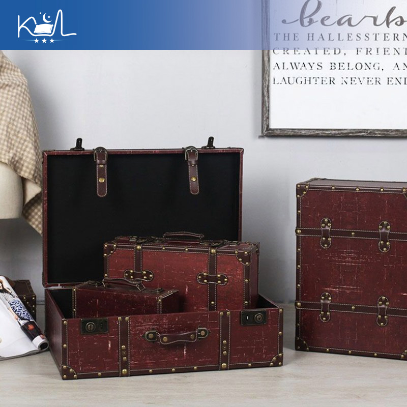 Vintage Red Decorative Suitcas - Retro Vintage Trunk Suitcase ulasan dan harga