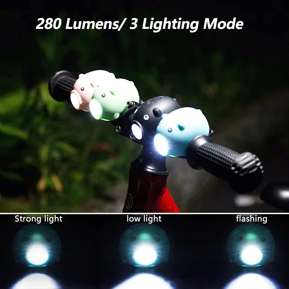 Cute Pig Bicycle Front Light w - Kids Ride On Suitcase Scooter ulasan dan harga