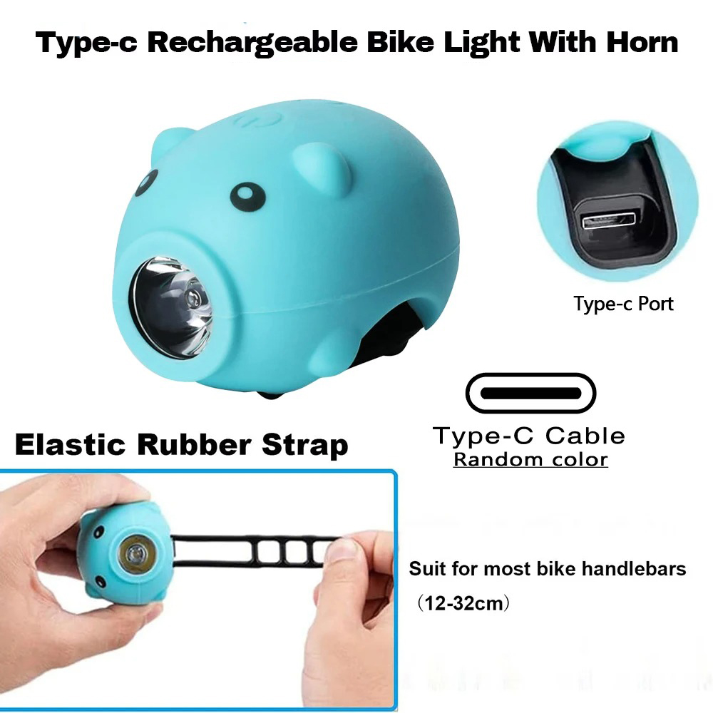 Cute Pig Bicycle Front Light w - Kids Ride On Suitcase Scooter ulasan dan harga