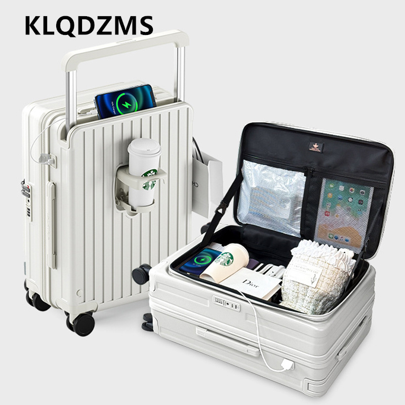 KLQDZMS Charging Suitcase Fron - Front Opening Laptop Luggage 24 Inch ulasan dan harga