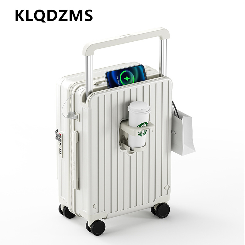 KLQDZMS Charging Suitcase Fron - Front Opening Laptop Luggage 24 Inch ulasan dan harga