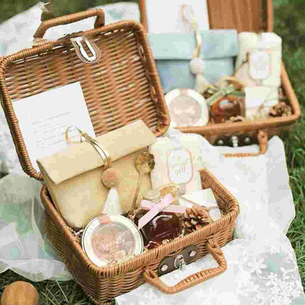 Basket Rattan Wicker Suitcase  - Retro Vintage Trunk Suitcase ulasan dan harga
