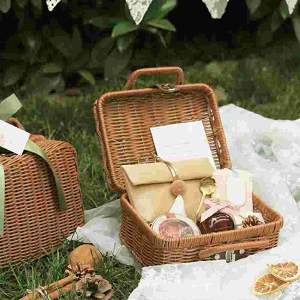 Basket Rattan Wicker Suitcase  - Retro Vintage Trunk Suitcase ulasan dan harga