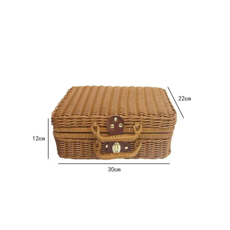 Basket Rattan Wicker Suitcase  - Retro Vintage Trunk Suitcase ulasan dan harga