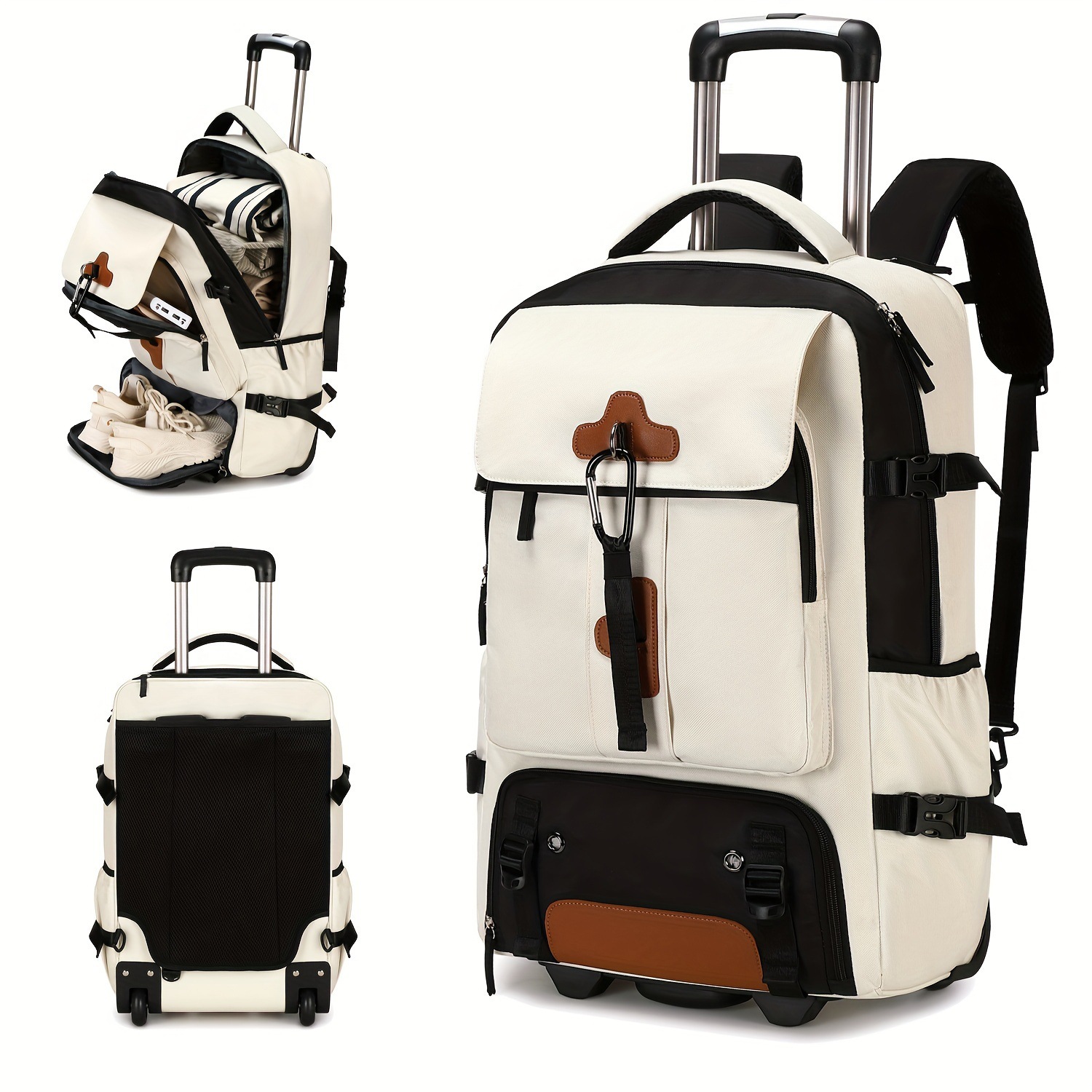 Rolling Backpack Large Capacit - Foldable Rolling Luggage Bag ulasan dan harga