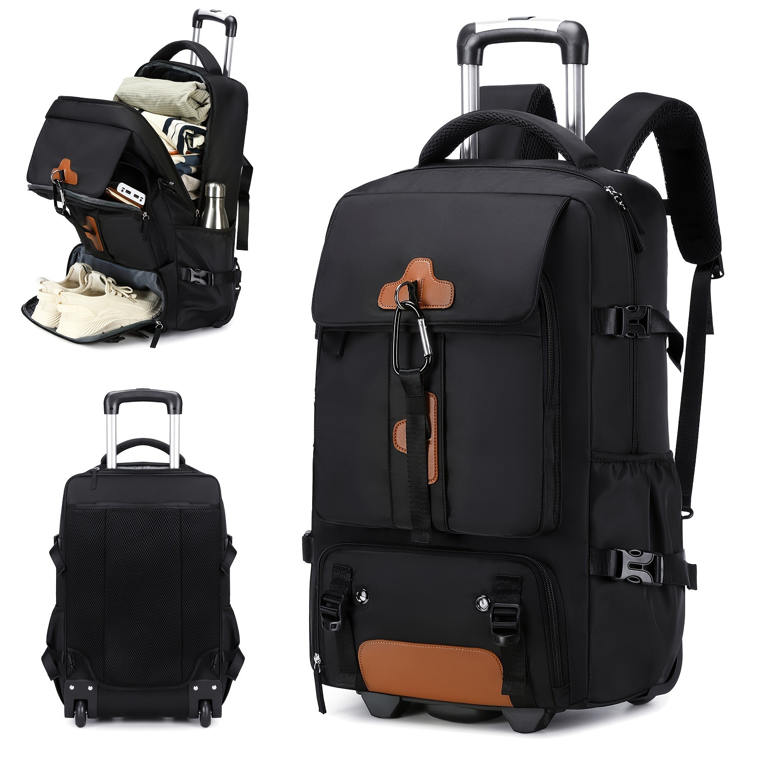 Rolling Backpack Large Capacit - Foldable Rolling Luggage Bag ulasan dan harga