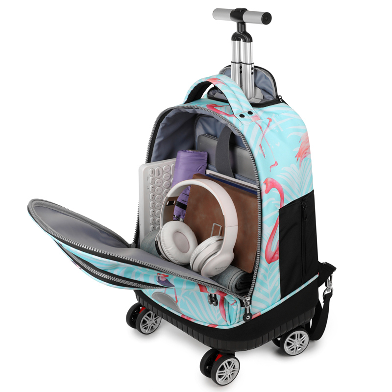 Rolling Backpack with Spinner  - Foldable Rolling Luggage Bag ulasan dan harga