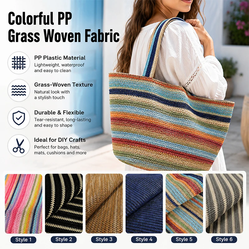 1yard Colorful Strip Pp Straw  - Handbags ulasan dan harga