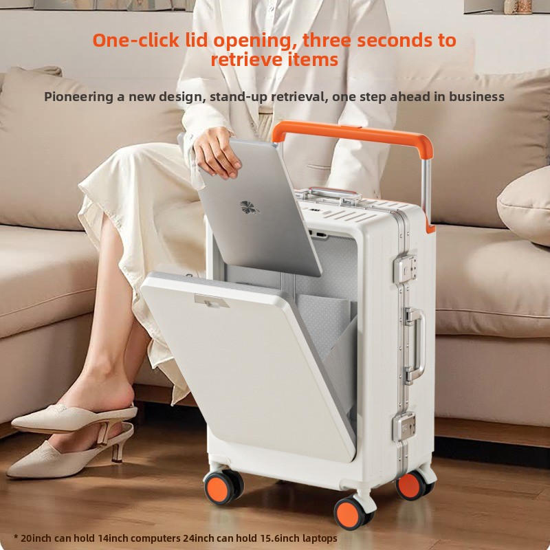 20/24/26 inch Aluminum Frame L - Front Opening Laptop Luggage 24 Inch ulasan dan harga