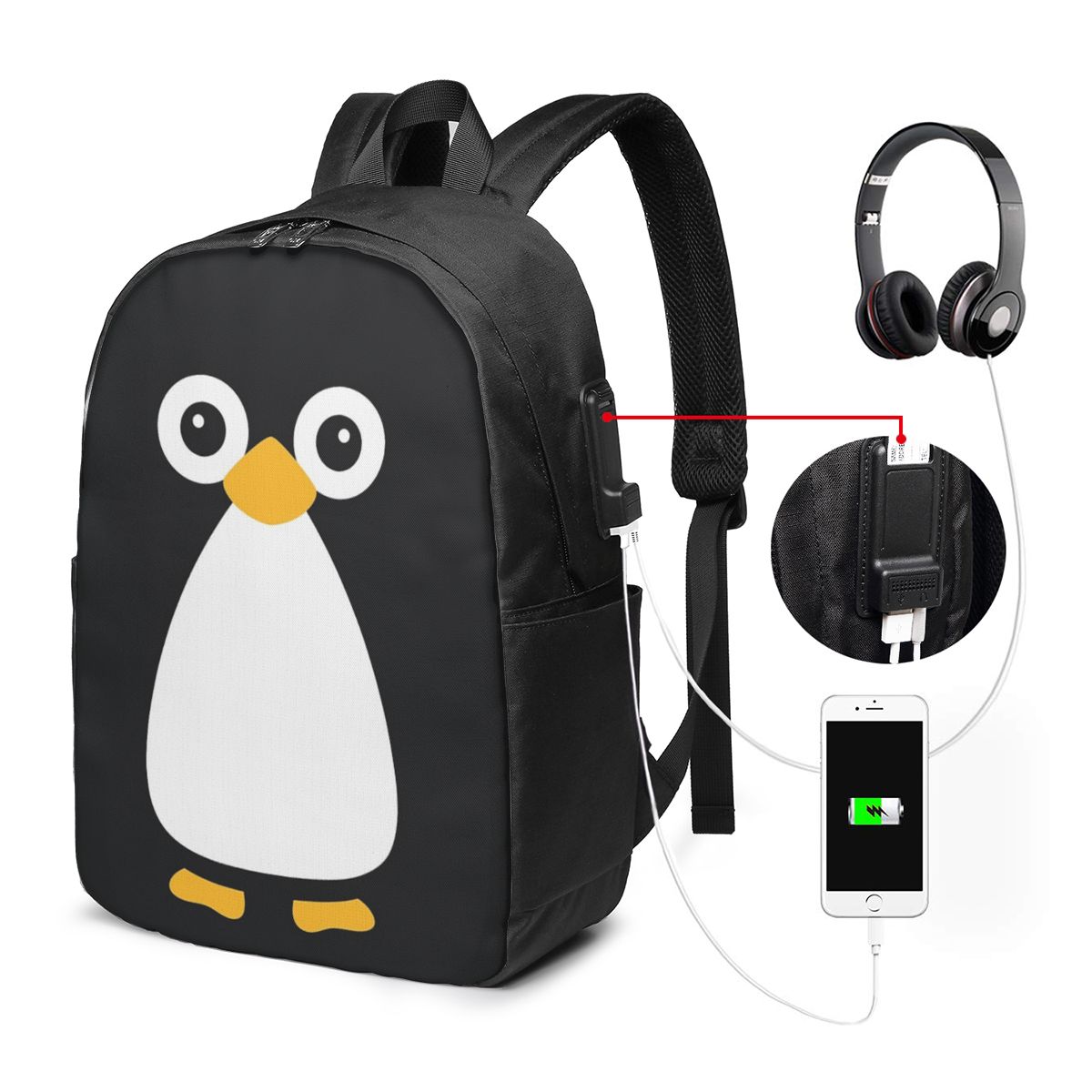Cute Vector Penguin Backpack T - Travel Bags ulasan dan harga