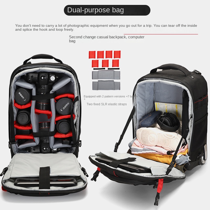 Trolley Photography Backpack P - Foldable Rolling Luggage Bag ulasan dan harga