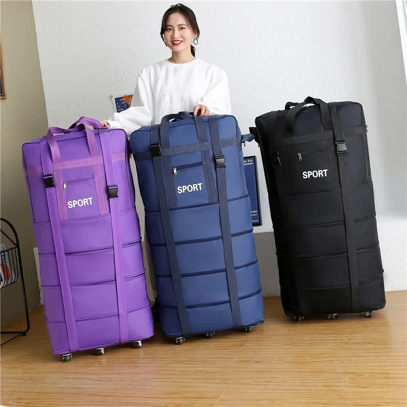 Plus Airline Checked Bag Oxfor - Foldable Rolling Luggage Bag ulasan dan harga